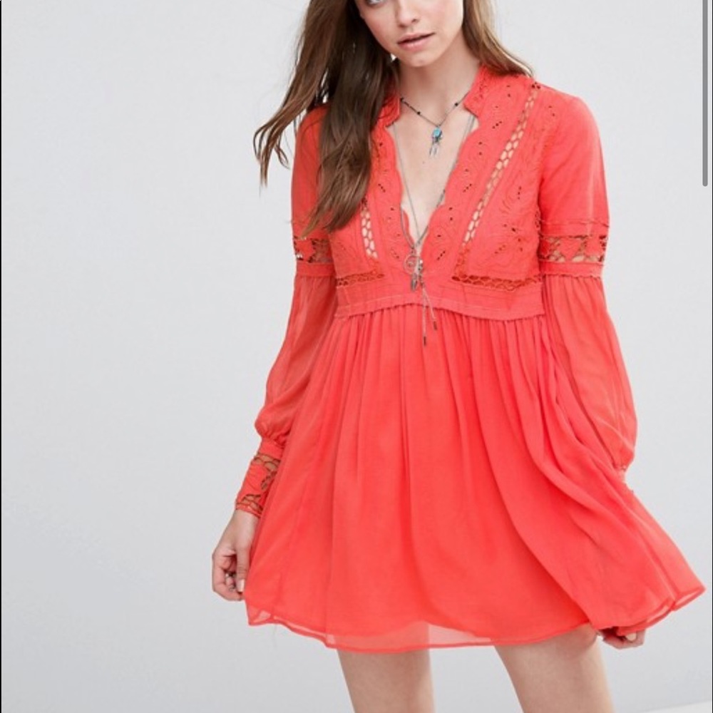 Sale FP Coral In Dreamland Eyelet Babydoll dress